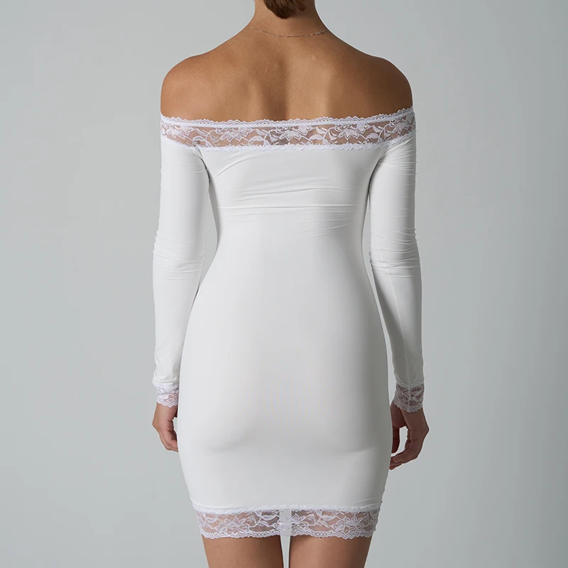 sk1344 sexy lace one shoulder dress solid color long sleeved lace short skirt for women skinny comfortable dress sk1344 sexy lace one shoulder dress solid color long sleeved lace short skirt for women skinny comfortable dress