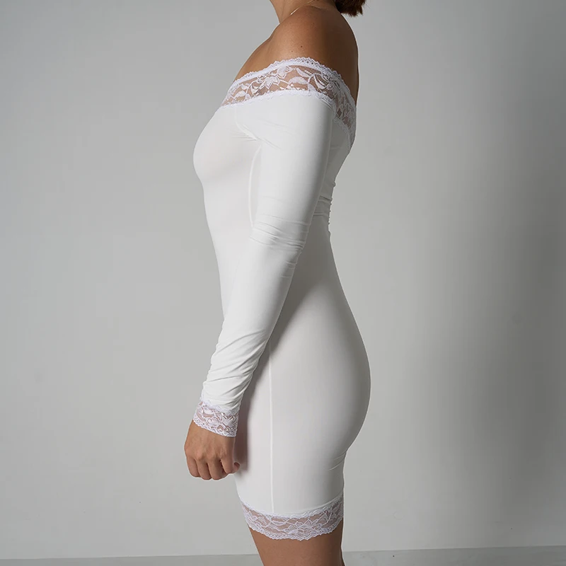sk1344 sexy lace one shoulder dress solid color long sleeved lace short skirt for women skinny comfortable dress sk1344 sexy lace one shoulder dress solid color long sleeved lace short skirt for women skinny comfortable dress